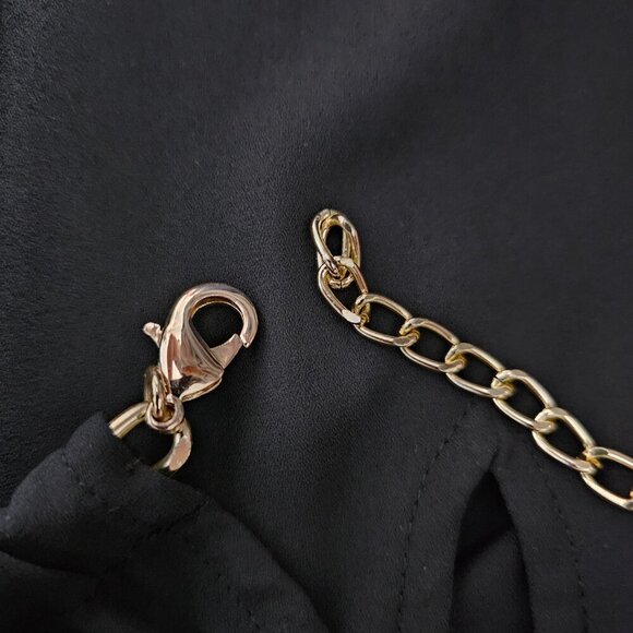 💎INC International Concepts Lace-Up Cold-Shoulder Chain Black Top - Picture 7 of 8